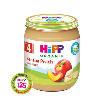 Органическое фруктовое пюре HiPP Персики с бананами 125 г - Pampik