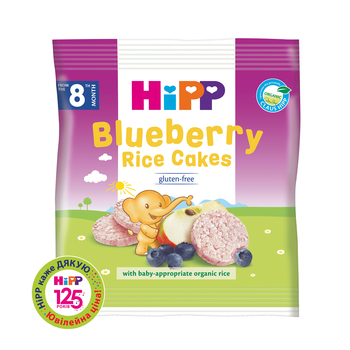Органічні рисові хлібці HiPP з чорницею і яблуком, 30 г - Pampik