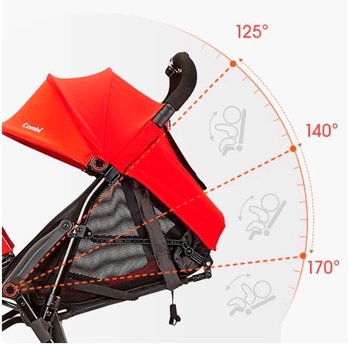 Прогулочная ультралегкая коляска Combi F2 Plus, красный (116247) - Pampik - 12