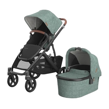 Универсальная коляска 2в1 Uppababy Vista V3 Gwen Green Melange/Carbon Frame/Saddle Leather (0303-VIS-EU- GWN) - Pampik