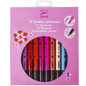 Фломастери-пензлі двосторонні Djeco Дівчата, 10 шт. (DJ08802) - Pampik