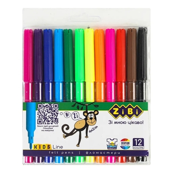 Фломастери ZiBi Kids Line, 12 кольорів (ZB.2802) - Pampik