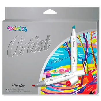 Маркеры для рисования Colorino Artist, двусторонние, 12 цветов (92470PTR) - Pampik