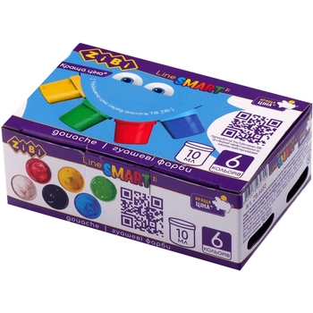 Гуаш ZiBi Smart Line, 6 кольорів (ZB.6650) - Pampik