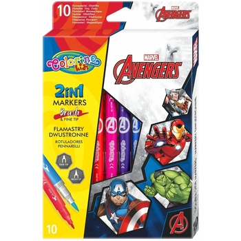 Фломастери двосторонні Colorino Avengers, 10 кольорів (91444PTR) - Pampik