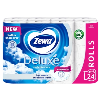 Туалетний папір Zewa Deluxe Білий, тришаровий, 24 рулони - Pampik - 2