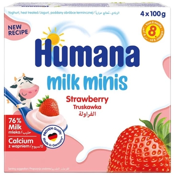 Продукт кисломолочный Humana Клубника Milk Minis, 400 г (4 шт. по 100 г) - Pampik
