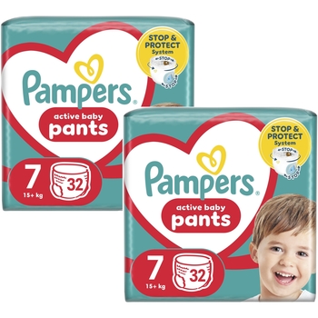 Набор подгузников-трусиков Pampers Active Baby Pants 7 (17+ кг), 64 шт. (2 уп. по 32 шт.) - Pampik