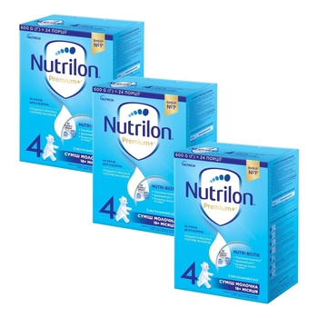 Набір сухої молочної суміші Nutrilon 4 Premium+, 1800 г (3 уп. по 600 г) - Pampik