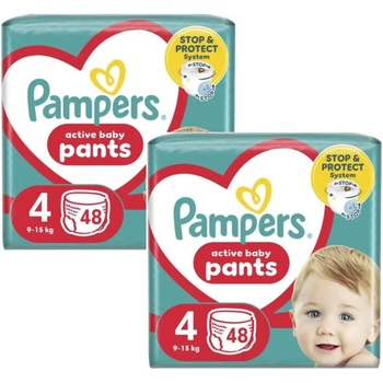 Набір підгузків-трусиків Pampers Active Baby Pants 4 (9-15 кг), 96 шт. (2 уп. по 48 шт.) - Pampik