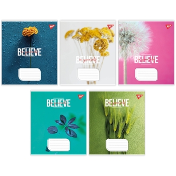 Набір зошитів Yes Believe in yourself А5, в лінійку, 36 аркушів, 15 шт. (767082) - Pampik