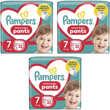 Набір підгузків-трусиків Pampers Active Baby Pants 7 (17 кг), 96 шт. (3 уп. по 32 шт.) - Pampik