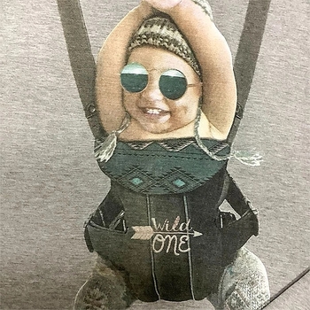 Футболка з коротким рукавом Queen Mum Дитина в слінгу, р.44, сірий (6115.6072/16381) - Pampik - 4