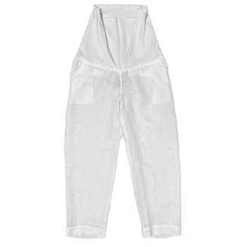 Укорочені штани з манжетом Queen Mum, льон, р.44, білий (81117/22810) - Pampik