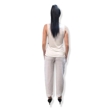 Укорочені штани з манжетом Queen Mum, льон, р.44, білий (81117/22810) - Pampik - 6