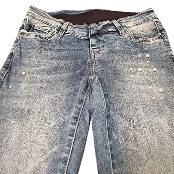 Джинси Noppies вузькі, з потертостями та намистинами, р.46, темно-блакитний джинс (S0762/24114) - Pampik - 3