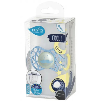 Силиконовая симметричная пустышка Nuvita Air55 Cool Усы, светится в темноте, 6-12 мес. (NV7085GDB) - Pampik - 3
