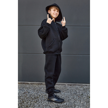 Спортивний костюм на флісі Garnamama Oversize sport zip штани зі шнурком 122 Чорний (1043671.1408681) - Pampik