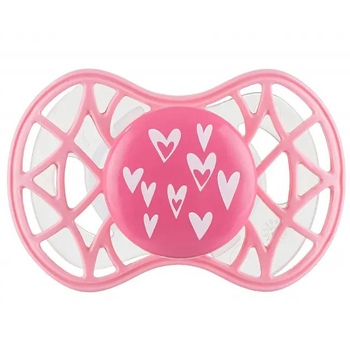 Силіконова симетрична пустушка Nuvita Air55 Cool Сердечки, 6-12 міс. (NV7085PY) - Pampik