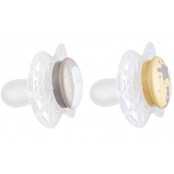 Силіконова симетрична пустушка Nuvita Air55 Explorer Ведмежа та Жираф, 6-12 міс., 2 шт. (NV7087N) - Pampik - 2