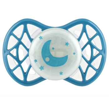 Силіконова ортодонтична пустушка Nuvita Air55 Cool Moon, світиться в темряві, 0+ міс., бірюзовий (NV7064GE) - Pampik