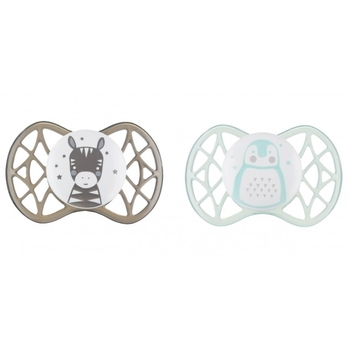 Силіконова ортодонтична пустушка Nuvita Air55 Explorer Зебра та Пінгвін, 0+ міс., 2 шт. (NV7066N) - Pampik