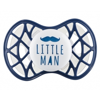 Силиконовая ортодонтическая пустышка Nuvita Air55 Cool Little Man, 6-12 мес., темно-синий (NV7084NB) - Pampik