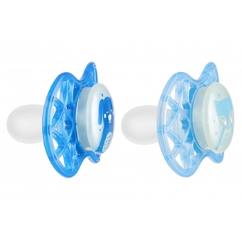 Силіконова симетрична пустушка Nuvita Air55 Explorer Собачка та Лисиця, світиться у темряві, 6-12 міс., 2 шт. (NV7087GM) - Pampik - 2