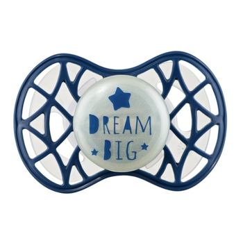 Силиконовая ортодонтическая пустышка Nuvita Air55 Cool Dream, светится в темноте, 6-12 мес., темно-синий (NV7084GBM) - Pampik