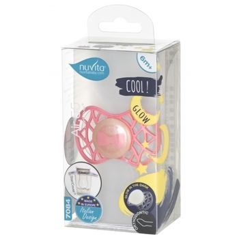 Силіконова ортодонтична пустушка Nuvita Air55 Cool Бант, світиться в темряві, 6-12 міс., рожевий (NV7084GF) - Pampik - 3