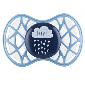 Силіконова ортодонтична пустушка Nuvita Air55 Cool Love, 6-12 міс., темно-синій (NV7084CB) - Pampik