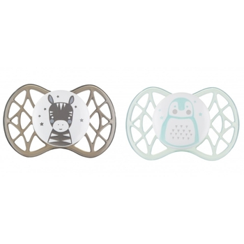 Силиконовая симметричная пустышка Nuvita Air55 Explorer Зебра и Пингвин, 0+ мес., 2 шт. (NV7067N) - Pampik