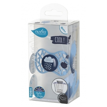 Силіконова ортодонтична пустушка Nuvita Air55 Cool Love, 6-12 міс., темно-синій (NV7084CB) - Pampik - 3