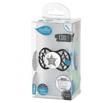 Силиконовая ортодонтическая пустышка Nuvita Air55 Cool Baby Star, 0+ мес., черный (NV7064IB) - Pampik - 3