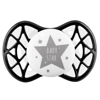 Силиконовая ортодонтическая пустышка Nuvita Air55 Cool Baby Star, 0+ мес., черный (NV7064IB) - Pampik