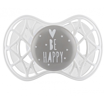 Силіконова ортодонтична пустушка Nuvita Air55 Cool Be Happy, 6-12 міс., сірий (NV7084PG) - Pampik