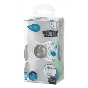 Силіконова ортодонтична пустушка Nuvita Air55 Cool Be Happy, 6-12 міс., сірий (NV7084PG) - Pampik - 3