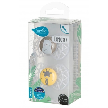 Силіконова ортодонтична пустушка Nuvita Air55 Explorer Ведмежа та Жираф, 6-12 міс., 2 шт. (NV7086N) - Pampik - 3