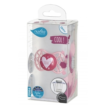 Силіконова ортодонтична пустушка Nuvita Air55 Cool Love, 0+ міс., рожевий (NV7064PR) - Pampik - 3