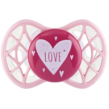 Силіконова ортодонтична пустушка Nuvita Air55 Cool Love, 0+ міс., рожевий (NV7064PR) - Pampik