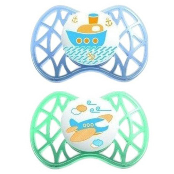 Силіконова ортодонтична пустушка Nuvita Air, 6-12 міс., 2 шт. (NV7080Blue) - Pampik