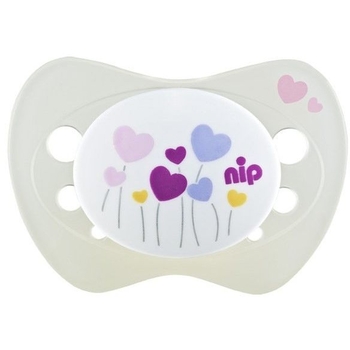 Пустышка Nip Замечательная жизнь №2 Птица и сердца, ортодонтическая, 5-18 мес., 2 шт., белый со светло-розовым (31302) - Pampik - 2