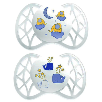 Силіконова симетрична пустушка Nuvita Air, світиться в темряві, 0-3 міс., 2 шт. (NV7063) - Pampik