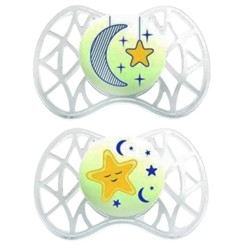 Силіконова ортодонтична пустушка Nuvita Air, світиться у темряві, 6-12 міс., 2 шт. (NV7082) - Pampik