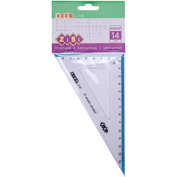 Лінійка косинець ZiBi Kids Line, 140 мм, 90°/60°, з блакитною смужкою (ZB.5622-14) - Pampik