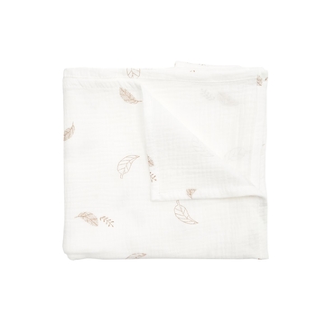 Пелюшка Twins Пір'їнки, муслінова, 2-х шарова, 130х100 см, білий (1611-PMPK-130/100) - Pampik