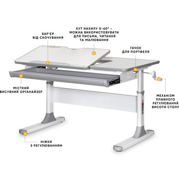 Дитячий стіл Mealux Vancouver Multicolor Lite (арт. BD-620 W/G MC Lite) - Pampik - 2