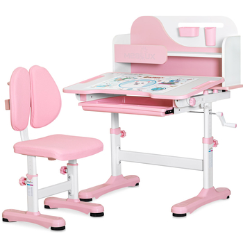 Комплект меблів (стіл + стільчик + полиця) Mealux Wave Pink (арт. BD-31 PN) - Pampik