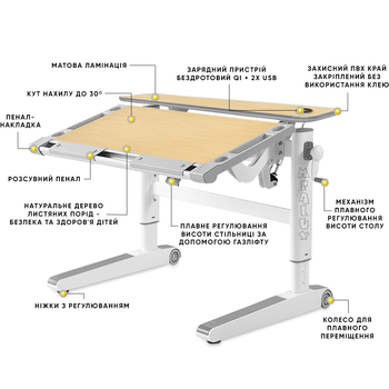 Дитячий стіл Mealux Ergowood L Multicolor MG Energy (арт. BD-810 MG/MC Energy) - Pampik - 2