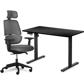 Mealux PowerDesk Lite Black + Leo Air Plus Grey set (art. EVO-201 Lite B/B +Y 546 KBG) - Pampik
